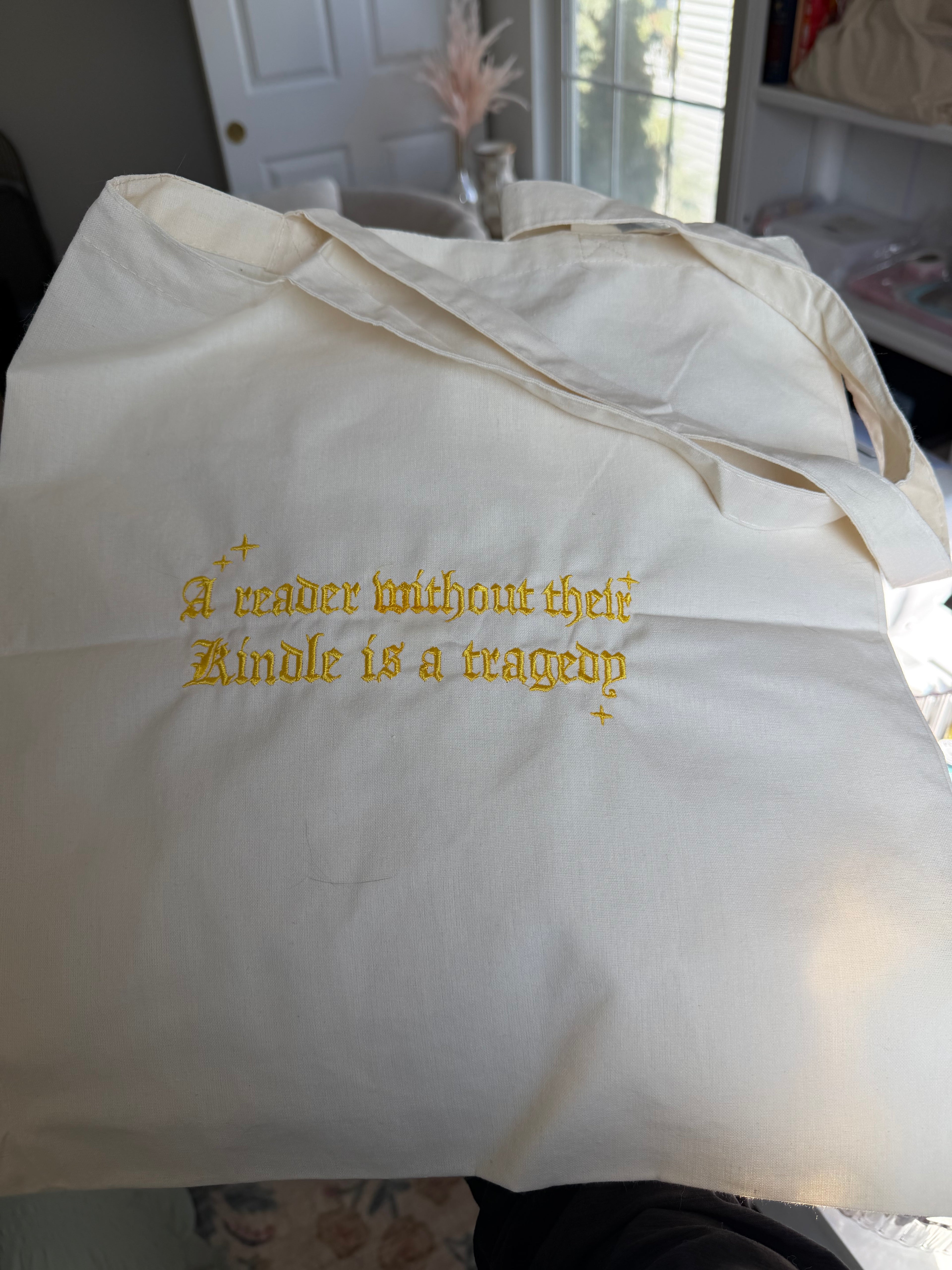 A reader without their Kindle Tote