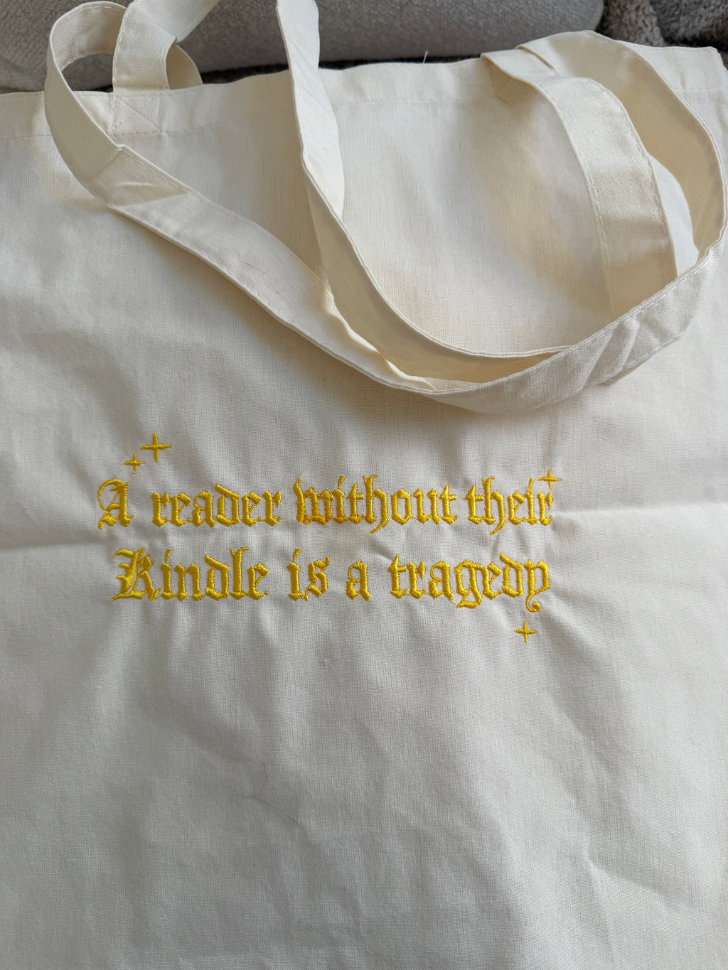 A reader without their Kindle Tote