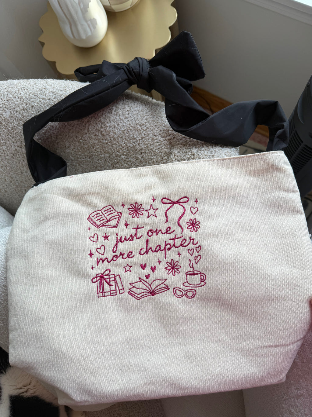 Just One More Chapter Canvas Tote