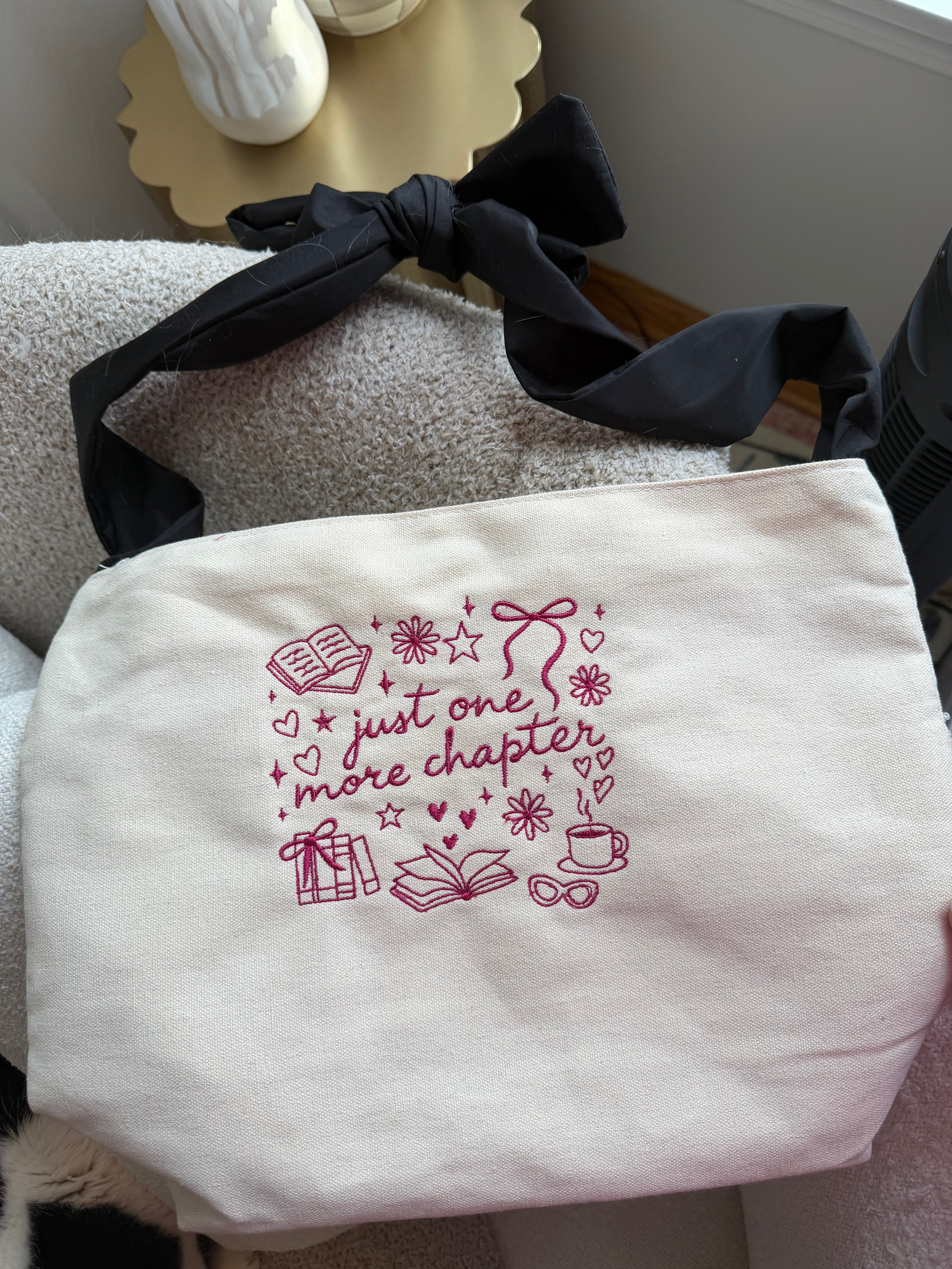 Just One More Chapter Canvas Tote