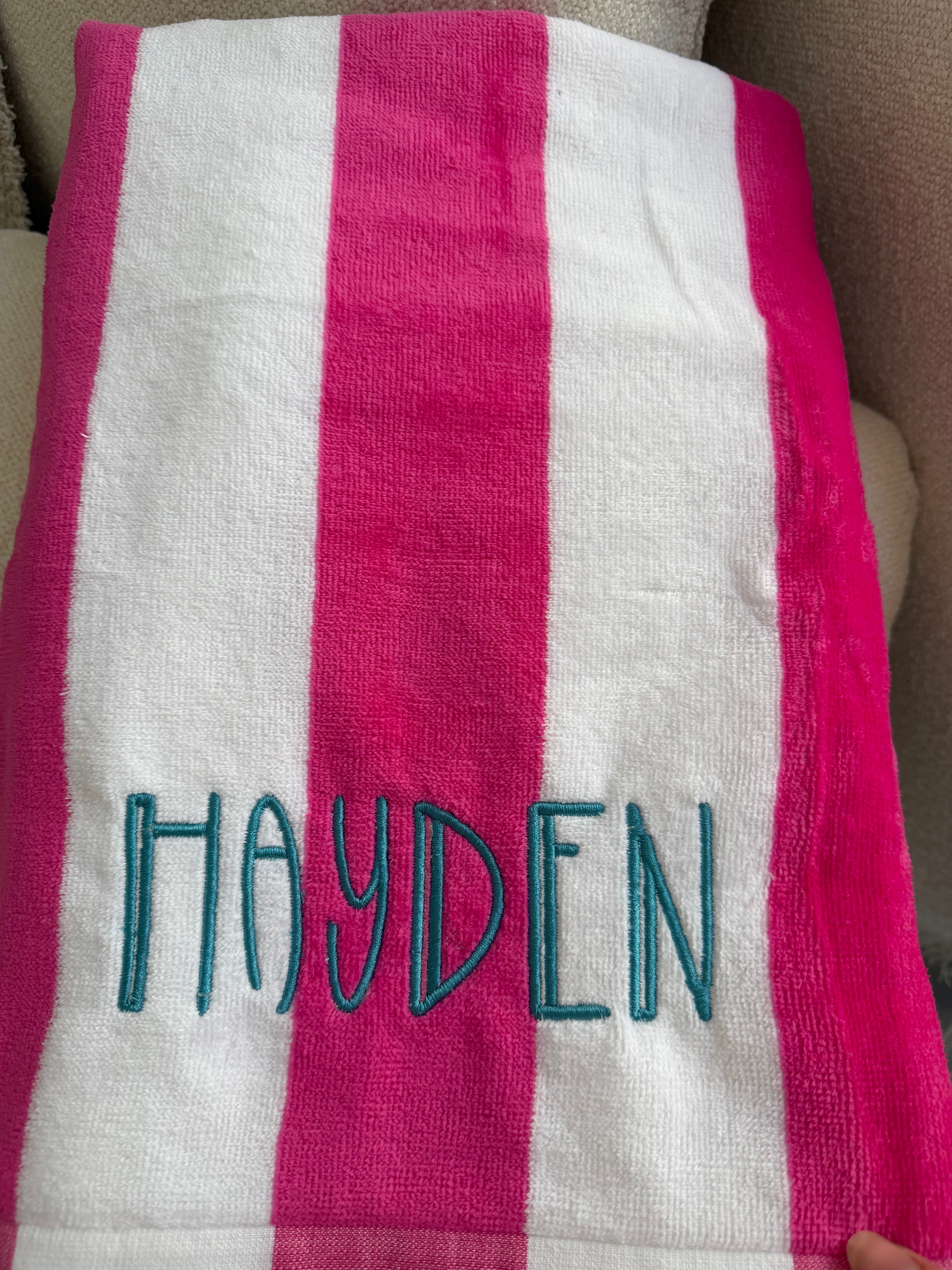 Name Embroidered Beach towel