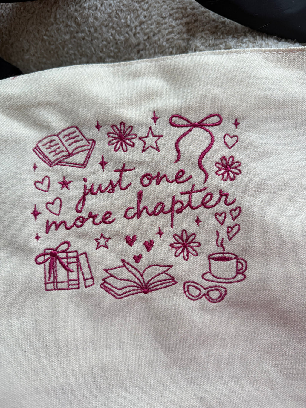 Just One More Chapter Canvas Tote