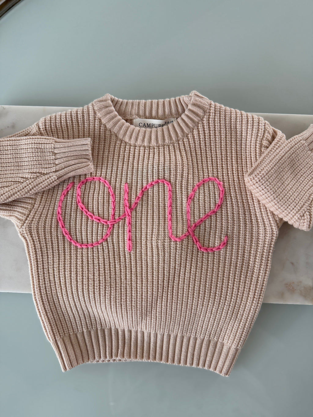 Custom Hand Embroidered Sweater - Name or Birthday Number