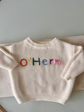 Custom Hand Embroidered Sweater - Name or Birthday Number