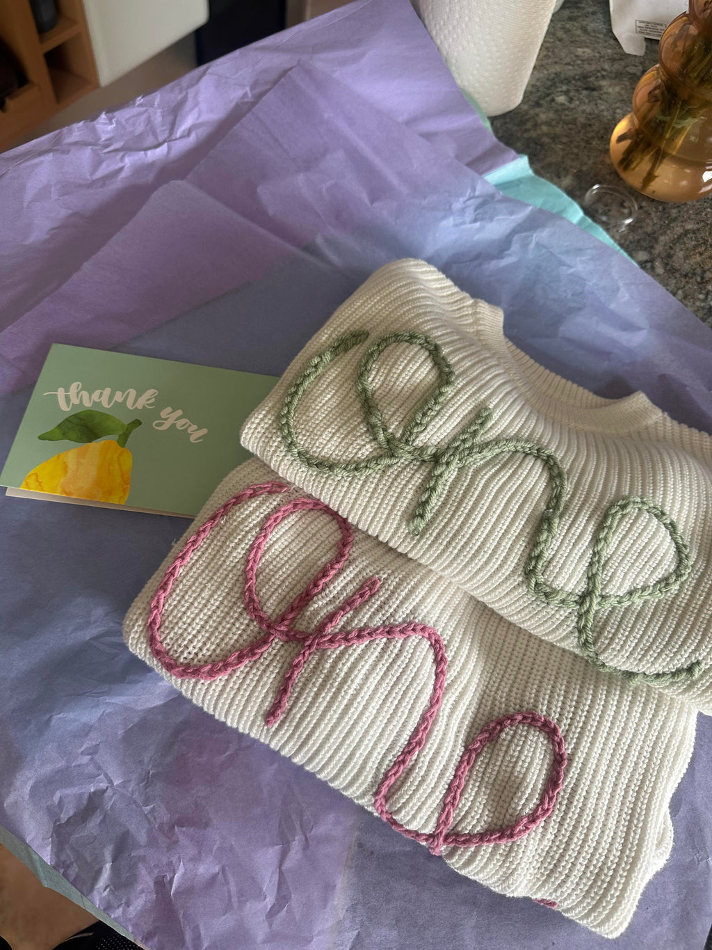 Custom Hand Embroidered Sweater - Name or Birthday Number