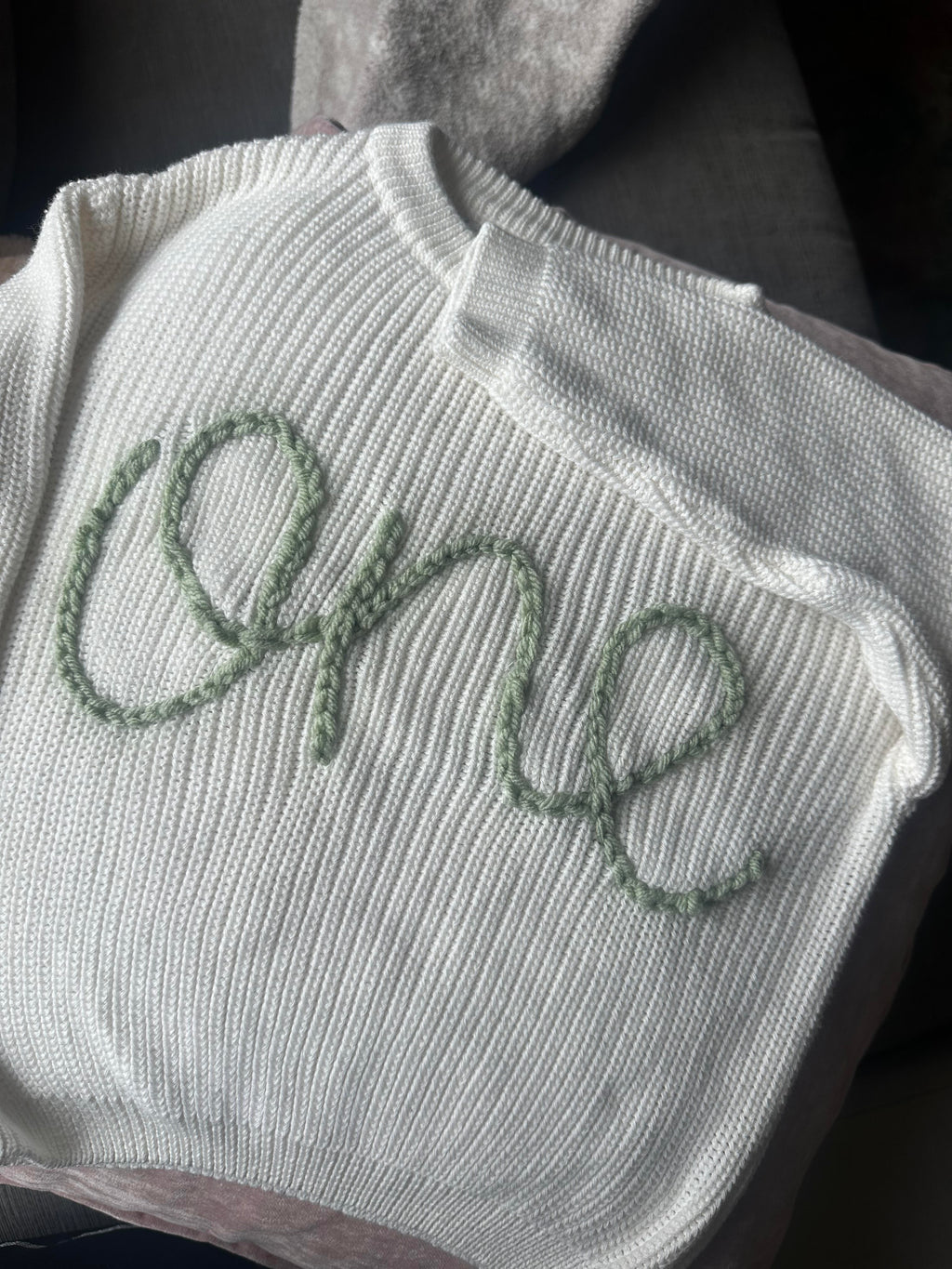 Custom Hand Embroidered Sweater - Name or Birthday Number